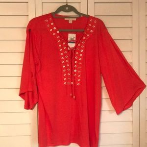 Michael Kors sangria 3/4 length sleeve top
